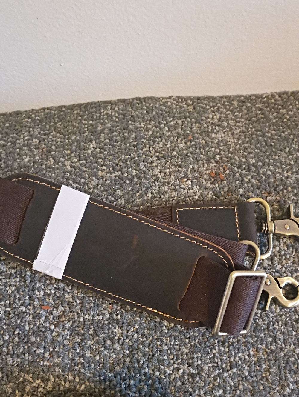 Leather and Canvas Shoulder Strap for Men Bag - Brown